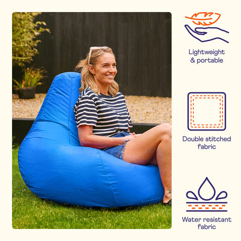 Bean Bag Bazaar Recliner Gaming Bean Bag Chair, Blue, Indoor Outdoor Water Resistant Fabric, Large Beanbag with Filling Included, Gaming Chair,