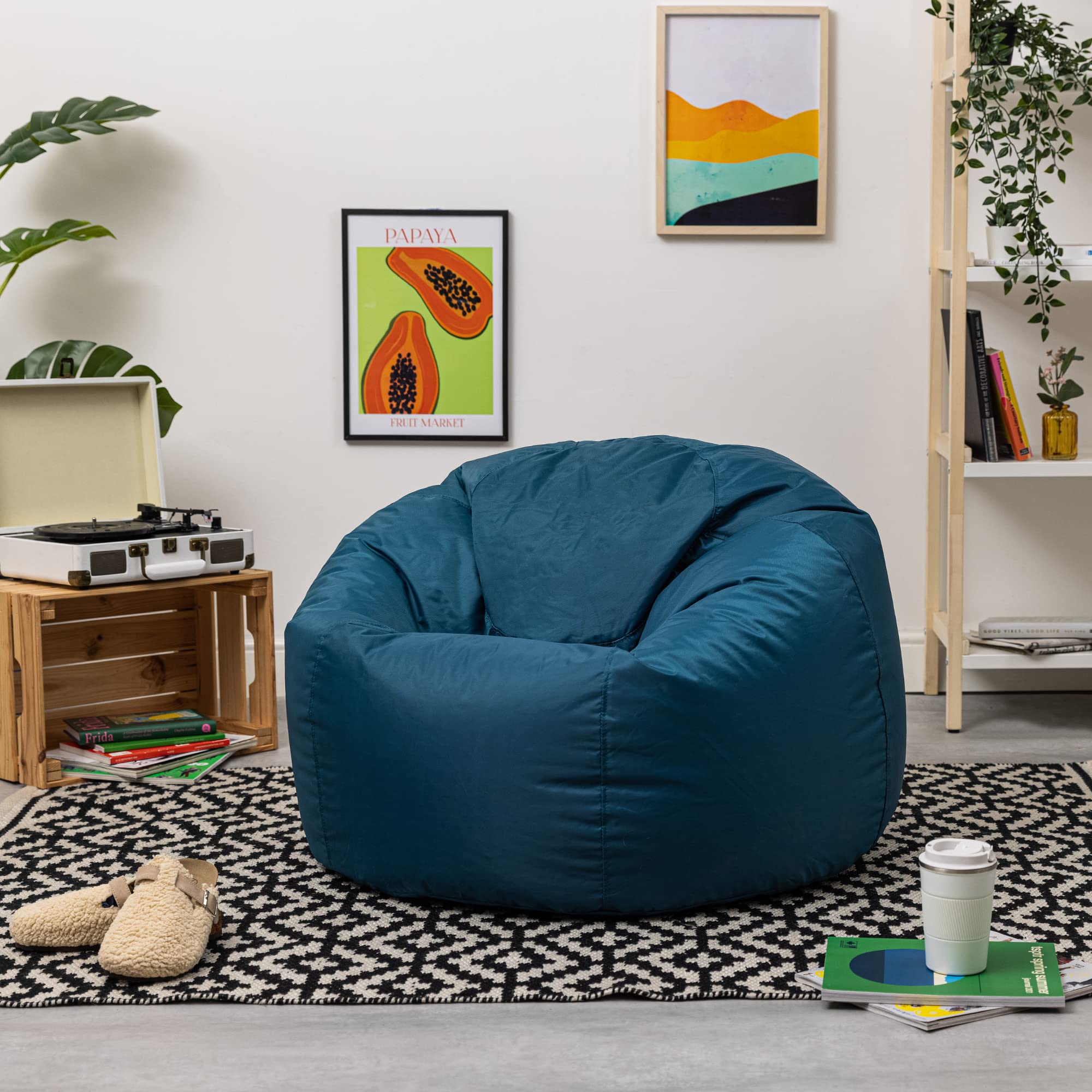 Bean Bag Bazaar Outdoor Bean Bag, Teal Green, Water Resistant Fabric, Large Beanbag with Filling Included, Floor Chair, Garden Chair, Outdoor Seating,