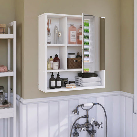 SMIBUY Bathroom Mirror Cabinet Wall Mounted, Bamboo Space Saver Medicine Cabinet, Wall Hanging Over Toilet Storage Cabinet with Mirror Door and