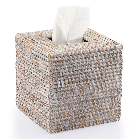IGNPION Rattan Square Tissue Cover Holder Decoration Tissue Organizer Box Cube Tissue Paper Holder Box Tissue Storage Case Dispenser Napkin Organizer