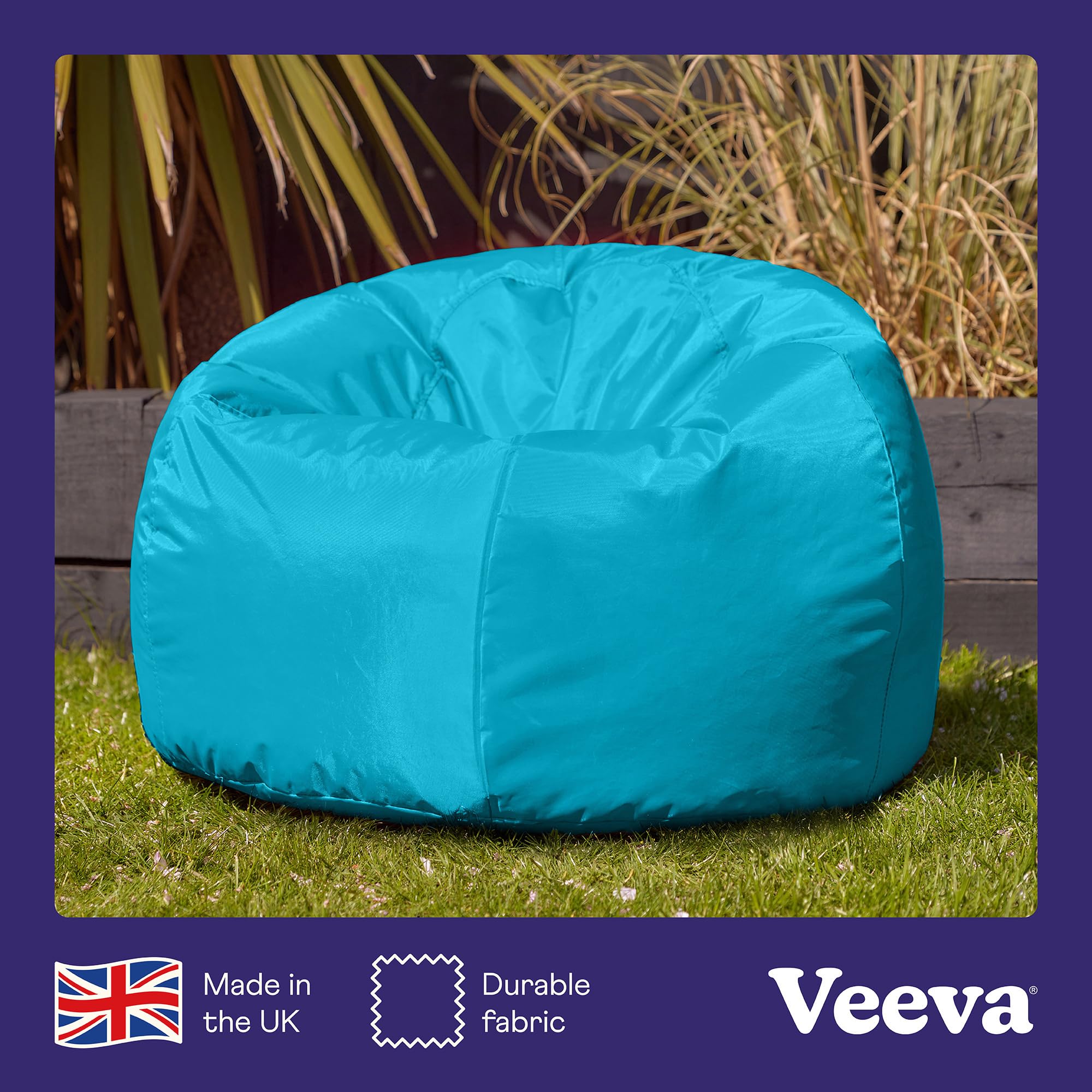 Bean Bag Bazaar Outdoor Bean Bag, Aqua Blue, Water Resistant Fabric, Large Beanbag with Filling Included, Floor Chair, Garden Chair, Outdoor Seating,