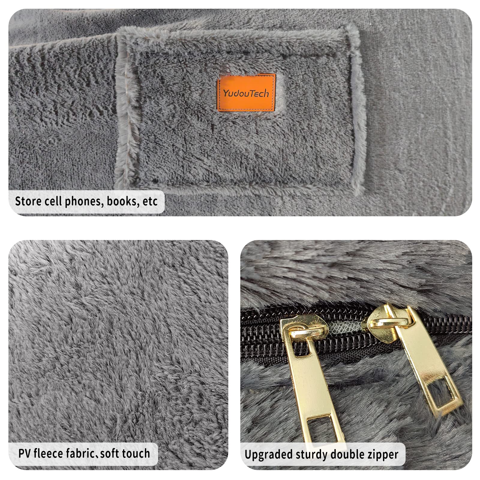 YudouTech Bean Bag Chair Cover Without Filler,Big Round Soft Fluffy PV Velvet Washable Bean Bag Lazy Sofa Bed Cover for Adults,Living Room Bedroom