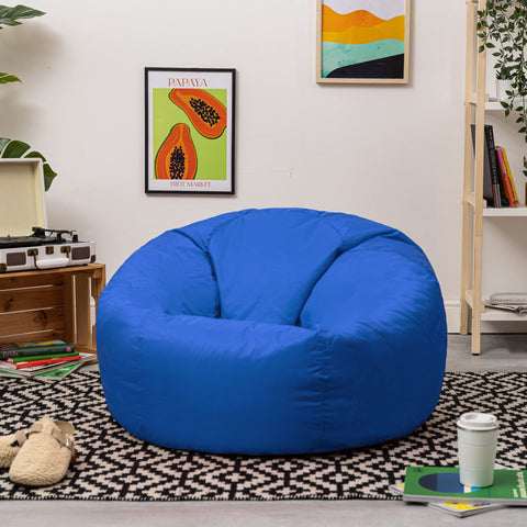 Bean Bag Bazaar Outdoor Bean Bag, Blue, Water Resistant Fabric, Large Beanbag with Filling Included, Floor Chair, Garden Chair, Outdoor Seating,