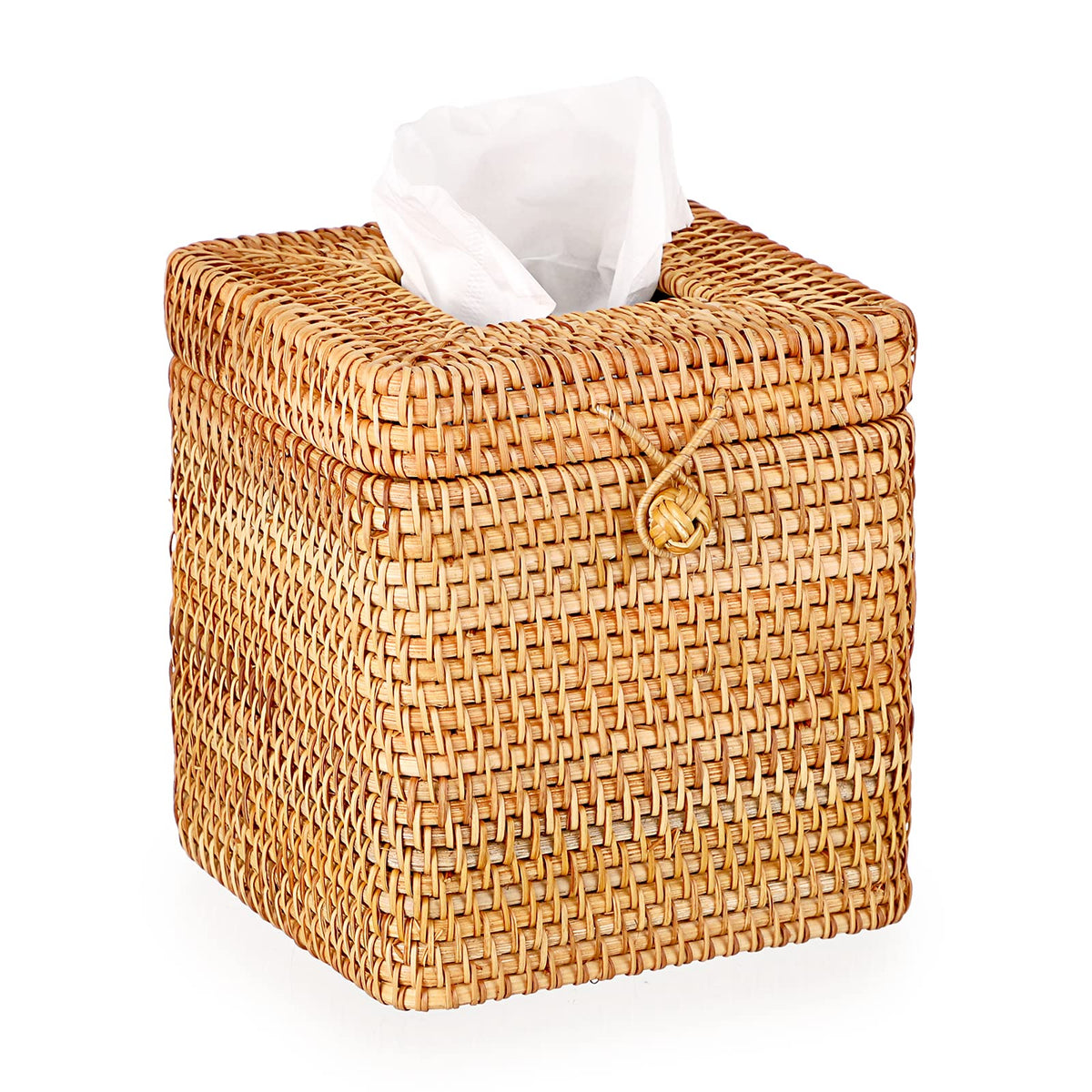 IGNPION Rattan Tissue Cover Holder Decoration Tissue Organizer Box Tissue Paper Holder Box Tissue Storage Case Dispenser Napkin Facial Organizer for