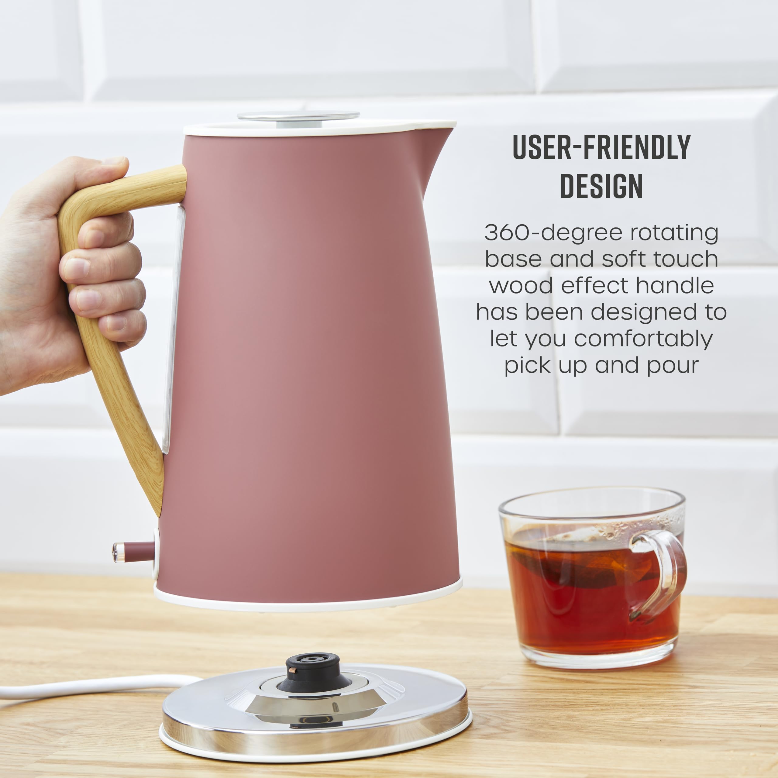 Swan SK14610FUS Nordic Cordless Jug Kettle with Fast Boil Technology, Overheat Protection, Soft Touch Handle, 1.7L, 3KW, Fuchsia Rose, Fusia