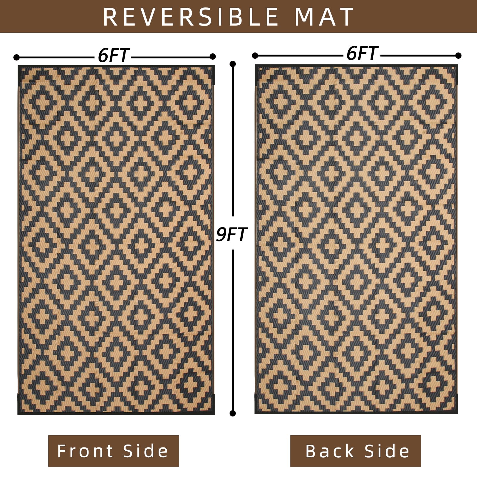 Enipate Geometric Outdoor Rugs for Patios Clearance, 182 x 274cm(6x9ft) Reversible & Easy Cleaning Patio Decking Rug, Portable Comfortable Woven