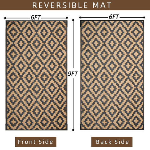 Enipate Geometric Outdoor Rugs for Patios Clearance, 182 x 274cm(6x9ft) Reversible & Easy Cleaning Patio Decking Rug, Portable Comfortable Woven