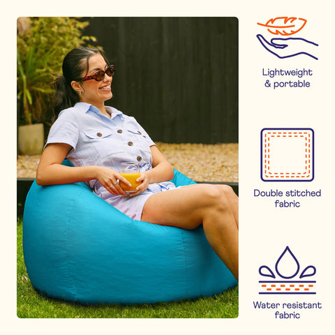Bean Bag Bazaar Outdoor Bean Bag, Orange, Water Resistant Fabric, Large Beanbag with Filling Included, Floor Chair, Garden Chair, Outdoor Seating,