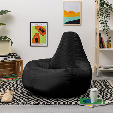 Bean Bag Bazaar Recliner Gaming Bean Bag Chair, Black, Indoor Outdoor Water Resistant Fabric, Large Beanbag with Filling Included, Gaming Chair,