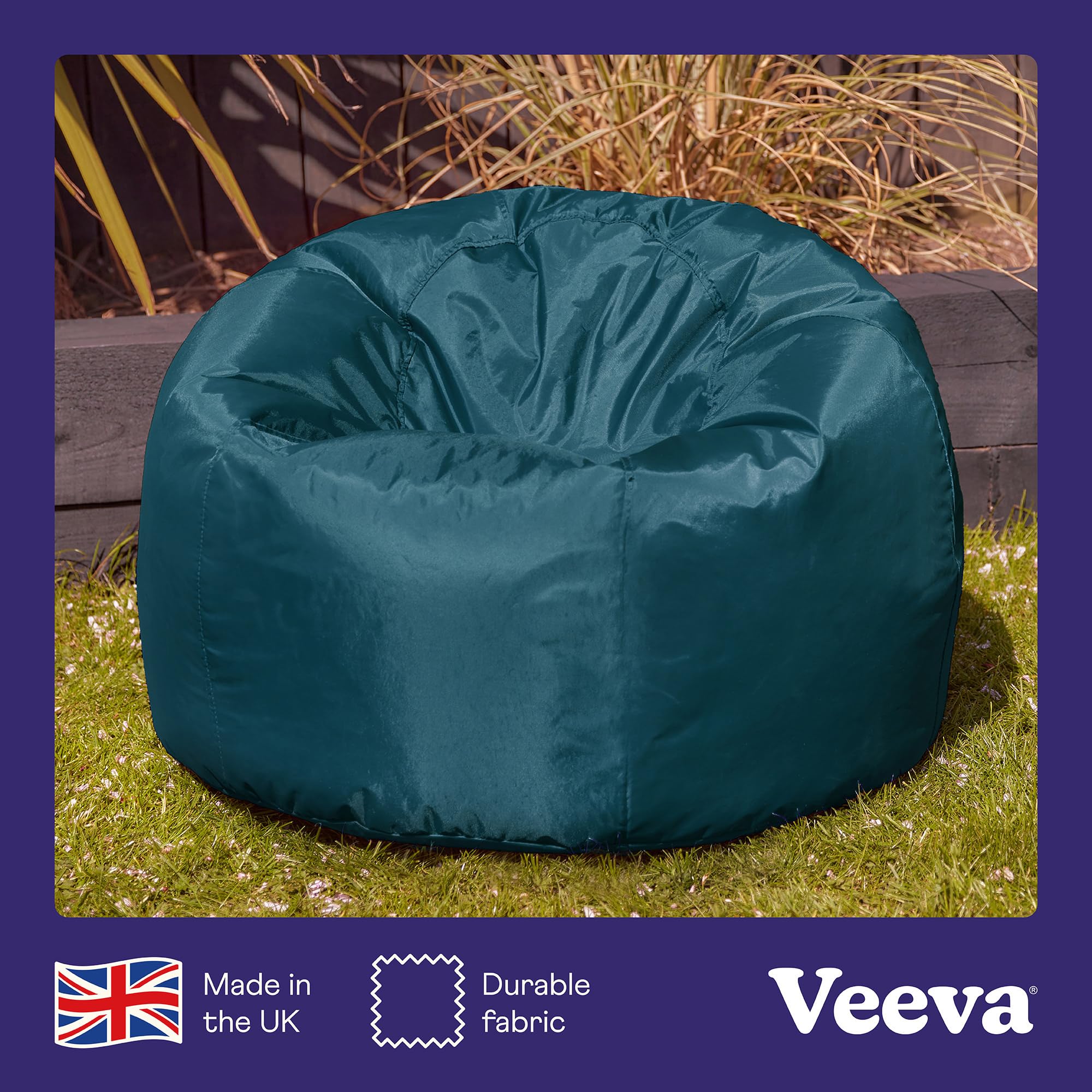 Bean Bag Bazaar Outdoor Bean Bag, Teal Green, Water Resistant Fabric, Large Beanbag with Filling Included, Floor Chair, Garden Chair, Outdoor Seating,