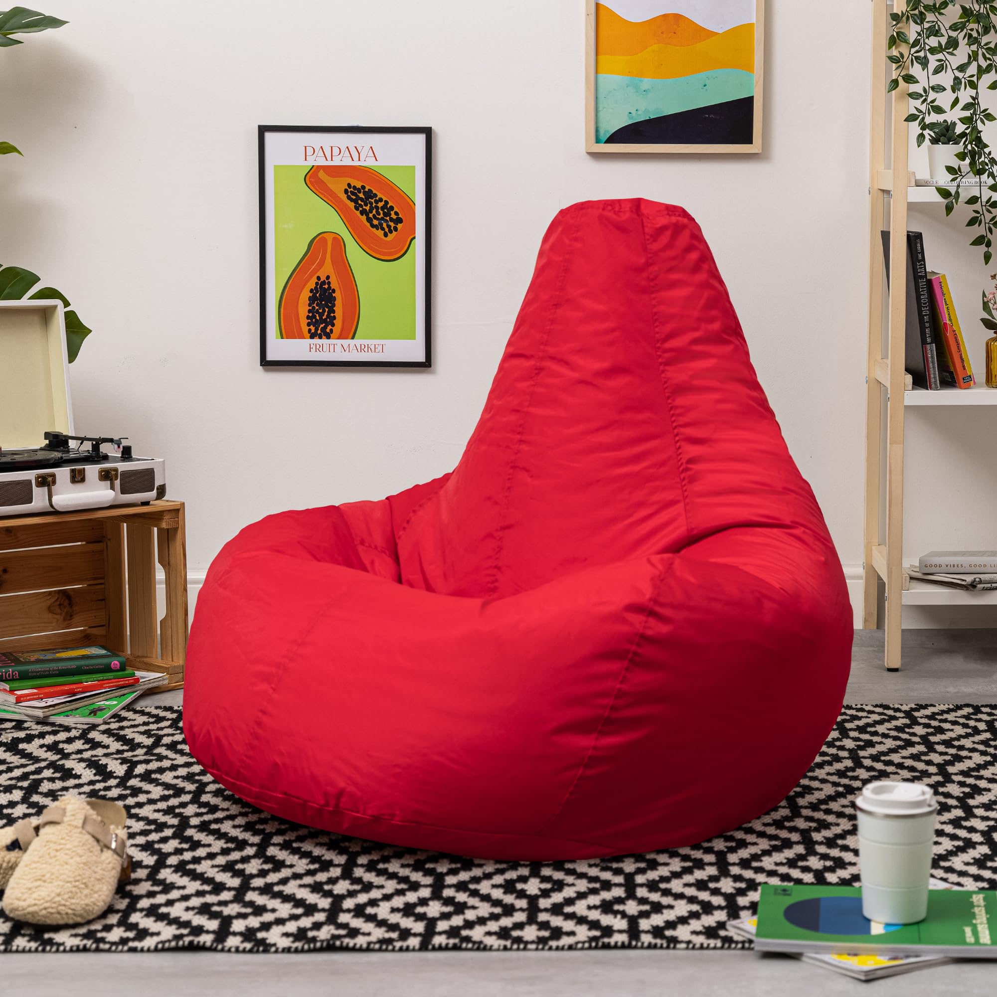 Bean Bag Bazaar Recliner Gaming Bean Bag Chair, Red, Indoor Outdoor Water Resistant Fabric, Large Beanbag with Filling Included, Gaming Chair, Outdoor