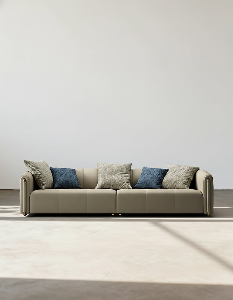 Home Contemporary Three Seater Sofa Set, Real Leather