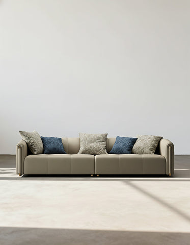 Home Contemporary Three Seater Sofa Set, Real Leather