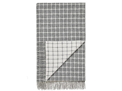 Athens Check Merino Lambswool Throw - Grey