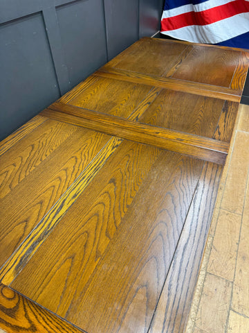 Vintage Old Charm Oak Kitchen Dining Table Extending Draw Leaf Refectory Style