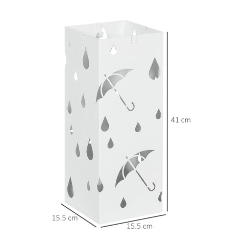 HOMCOM Six-Umbrella Steel Holder Stand - White