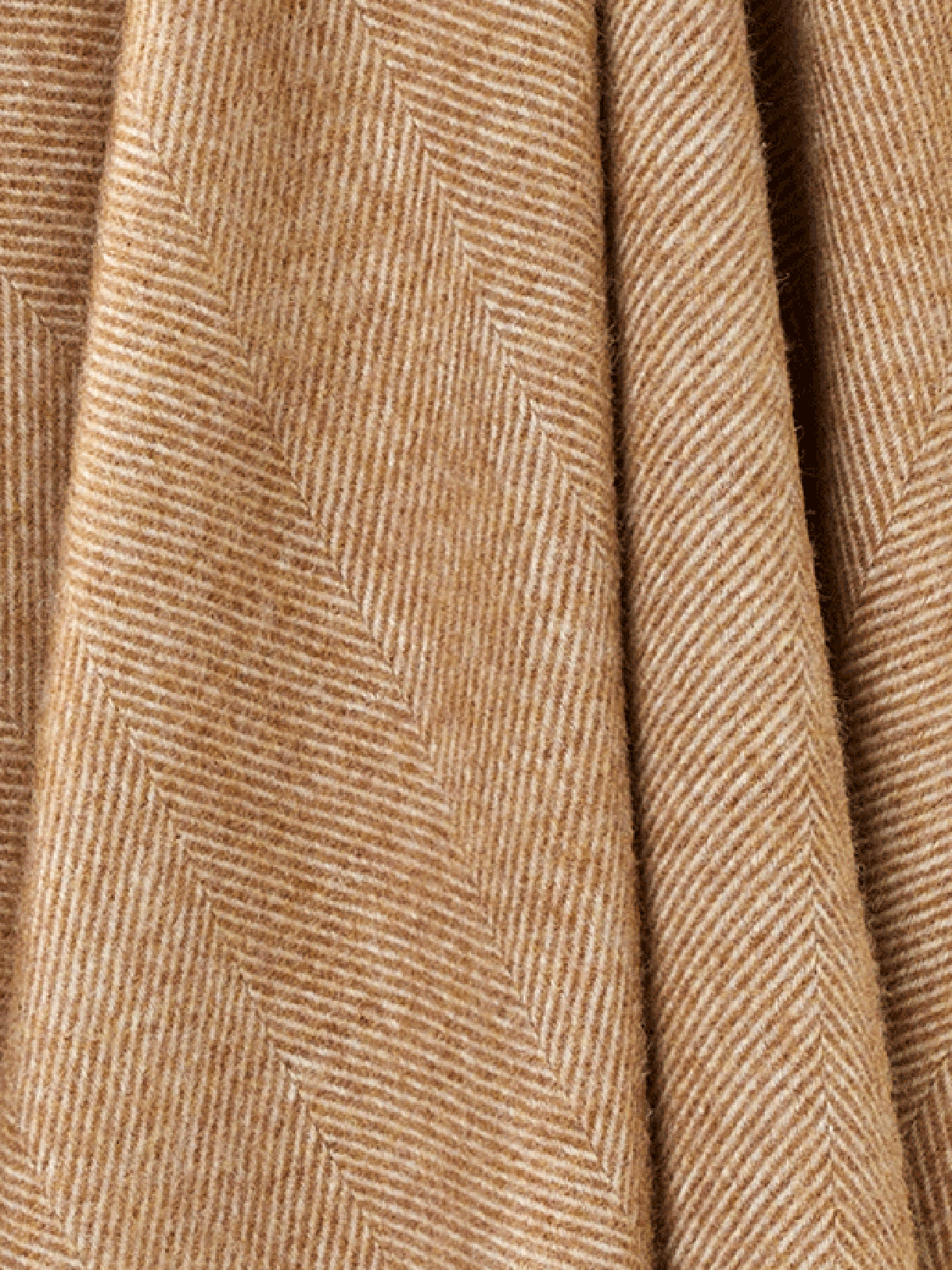 Herringbone Shetland Pure New Wool Throw - Camel