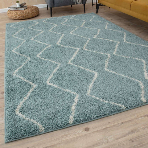 Moroccan Duck Egg Blue Shaggy Rug | 850