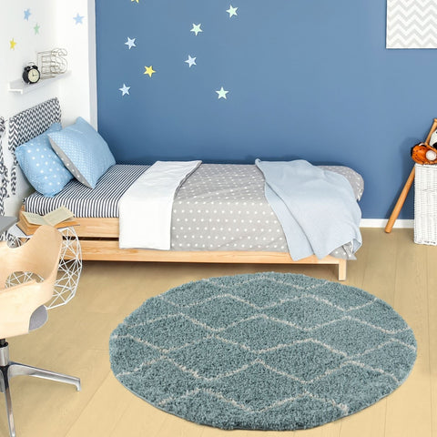 Moroccan Duck Egg Blue Shaggy Rug | 850