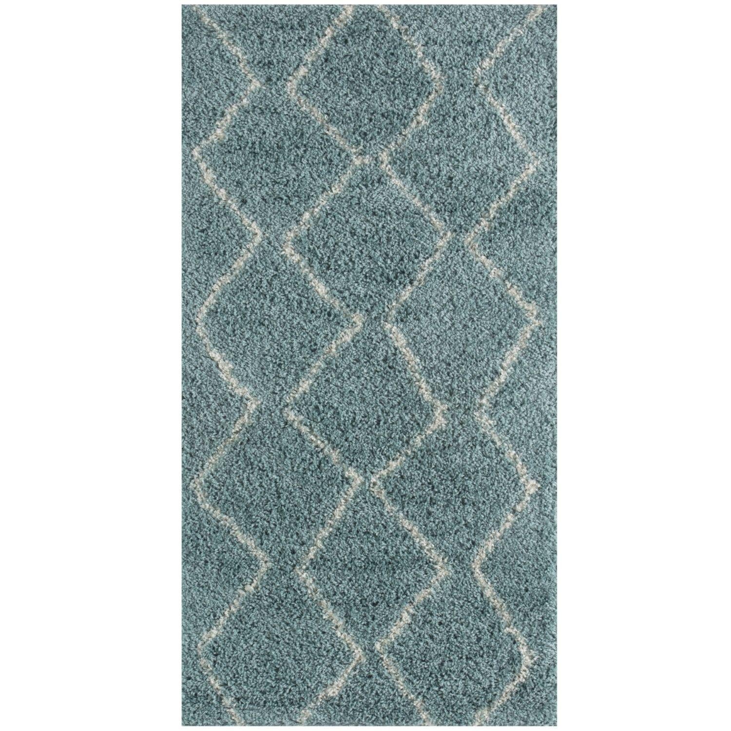 Moroccan Duck Egg Blue Shaggy Rug | 850