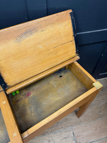 Vintage Double School Desk with Lift-Up Storage | Old Children’s Desk