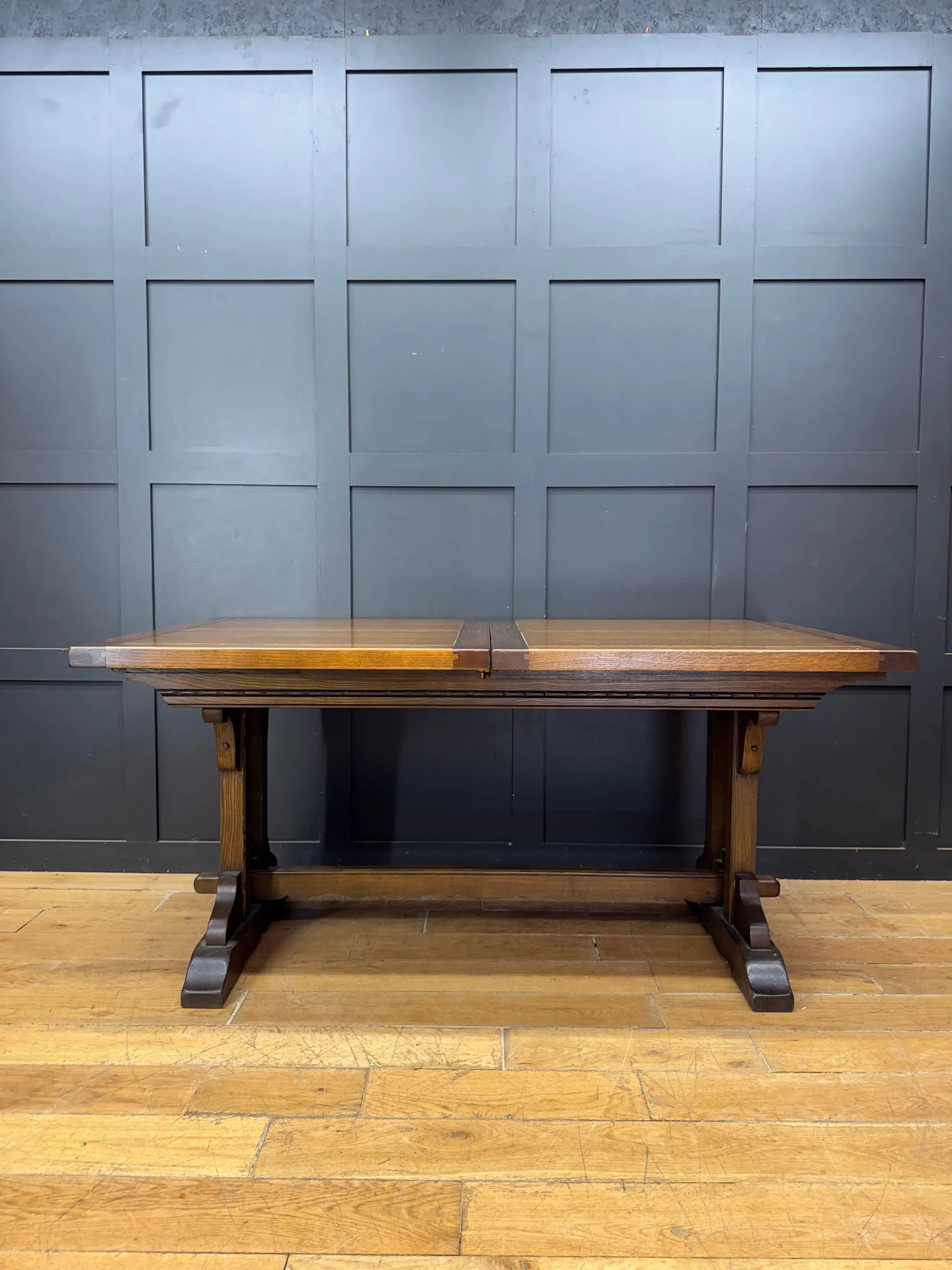 Vintage Old Charm Oak Kitchen Dining Table Extending Draw Leaf Refectory Style