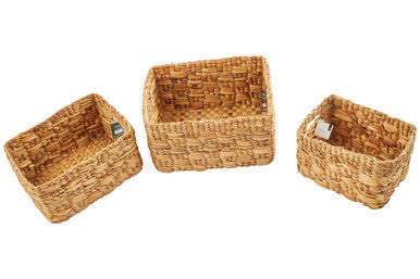 Lidi Set of 3 Natural Water Hyacinth Storage Baskets