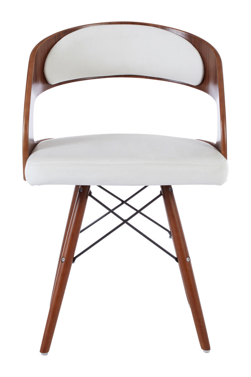 Parkar White Leather Effect Chair with Curved Back