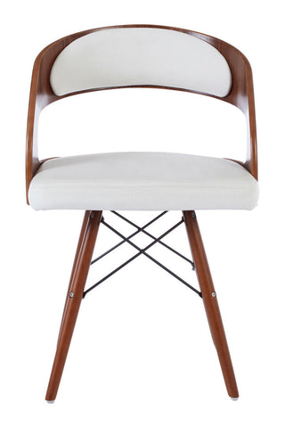 Parkar White Leather Effect Chair with Curved Back