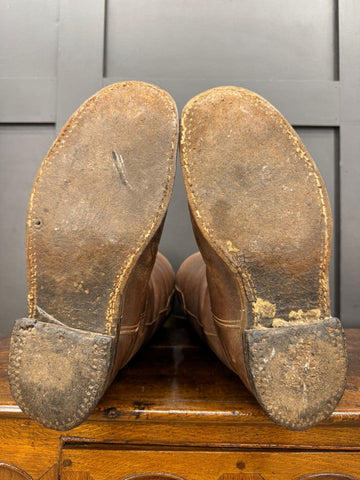 WWII Military Brown Leather Flying Army Boots with Boot Trees Jack Boots