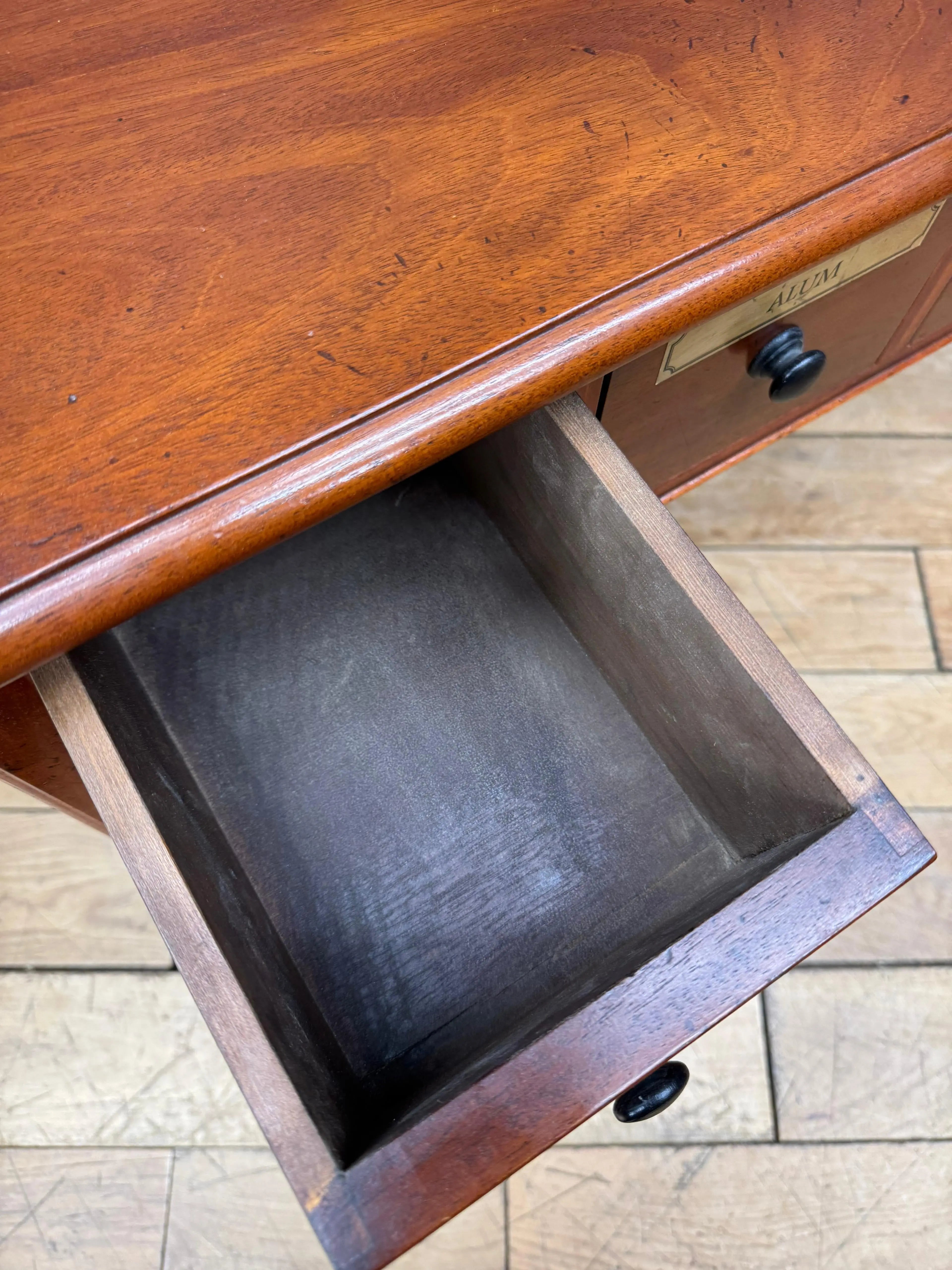 Vintage Mahogany Apothecary Style Five Drawer Console Hall Table Sideboard