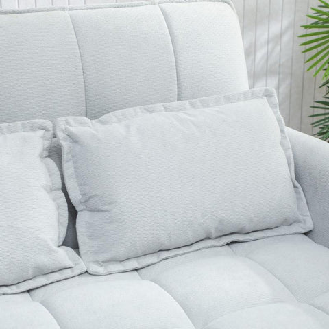 HOMCOM 2 Seater Sofa Bed, 3-in-1 Convertible Sleeper Sofa with Click-clack Adjustable Backrest and 2 Pillows, Light Grey