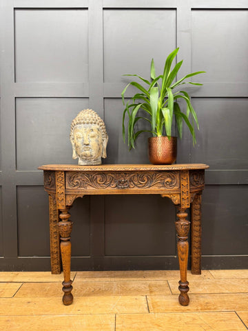 Antique Carved Oak Side Table Console Table Hall Table Drawer Desk Furniture