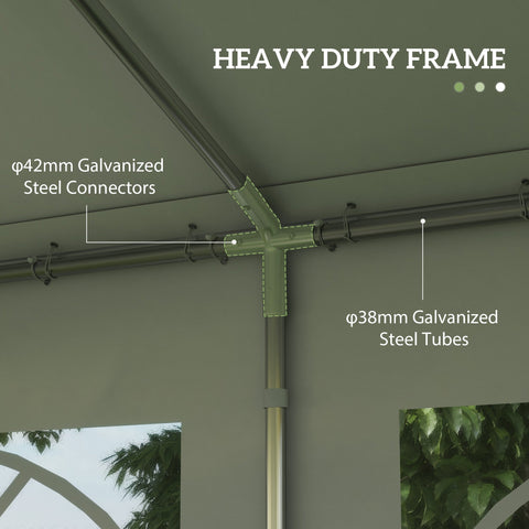Outsunny 4m x 4m Marquee Party Tent Wedding Canopy, Pop Up Gazebo with Sidewalls, Doors, Windows, Galvanised Garden Gazebo for Parties Events, White