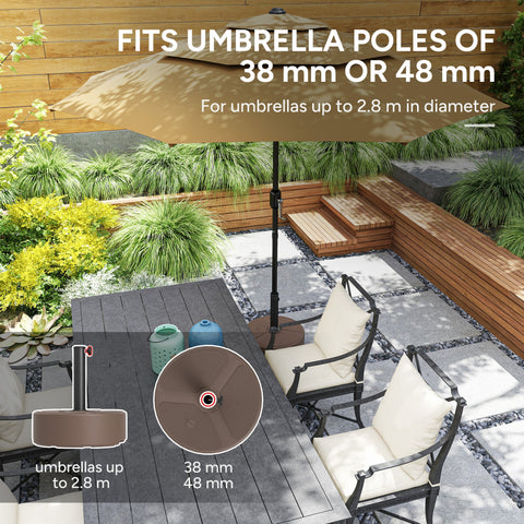 Outsunny Round Garden Parasol Base, Garden Umbrella Stand Heavy Duty Parasol Base, Filled Up to 20kg with Stand or 18kg with Water for Garden, Poolside, Black