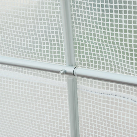 Outsunny 4.5 x 2 x 2 m Polytunnel Greenhouse, Walk-in Green House for Garden with Mesh Windows, Galvanised Steel Frame, White