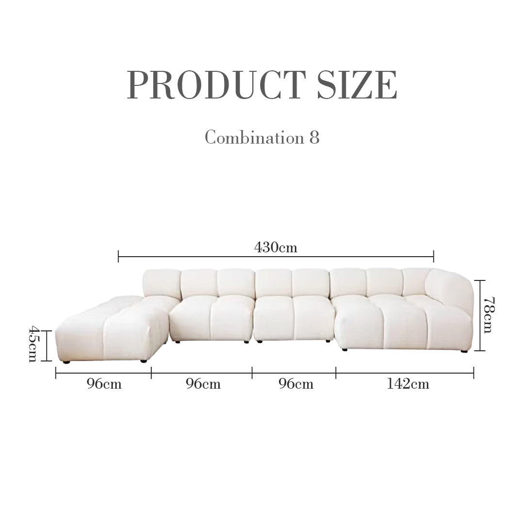 Caius Velvet Three Seater Module Sofa, White Velvet