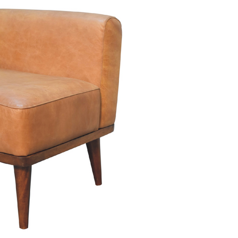 Artisan Furniture Solid Mango Wood Tan Buffalo Backrest Footstool