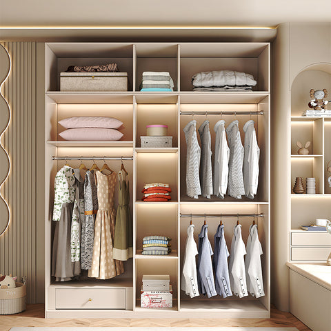 Leclerc Tall Wooden Wardrobe, Cream