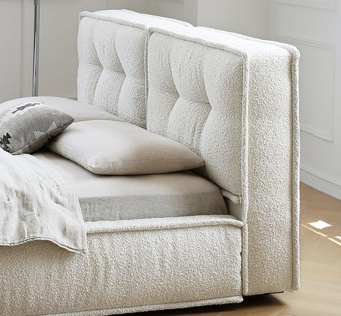 Yuki King Size Bed, Super King Size, No Storage, White