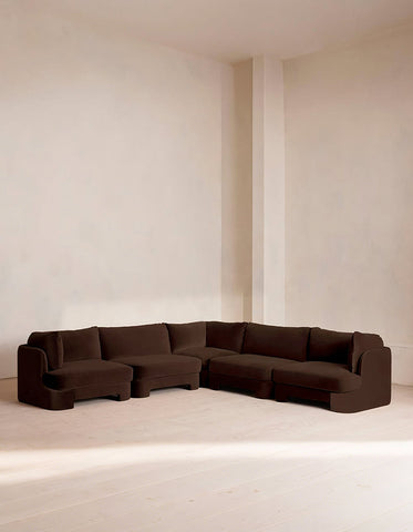 Laird L Shape Four Seater Sofa, Modular Corner Sofa, Velvet