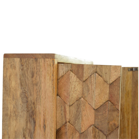 Artisan Furniture Solid Mango Wood Pineapple Carved Mirror Cabinet