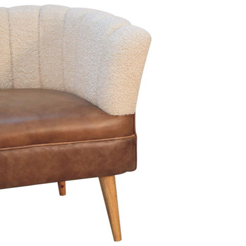 Artisan Furniture Solid Mango Wood Boucle Cream Buffalo Armchair