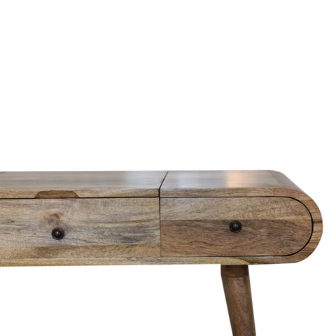 Artisan Furniture Solid Mango Wood Oak-ish Round Dressing Table 100x80x40 cm
