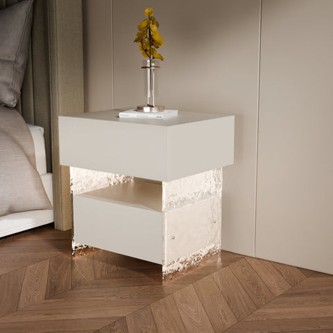 Ibarra Bedside Table With Storage & Light Strip