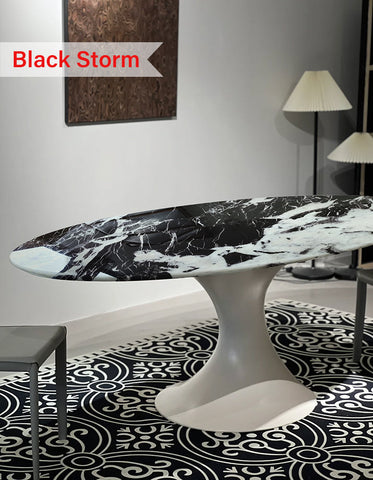 Omer Oval Dining Table, Marble