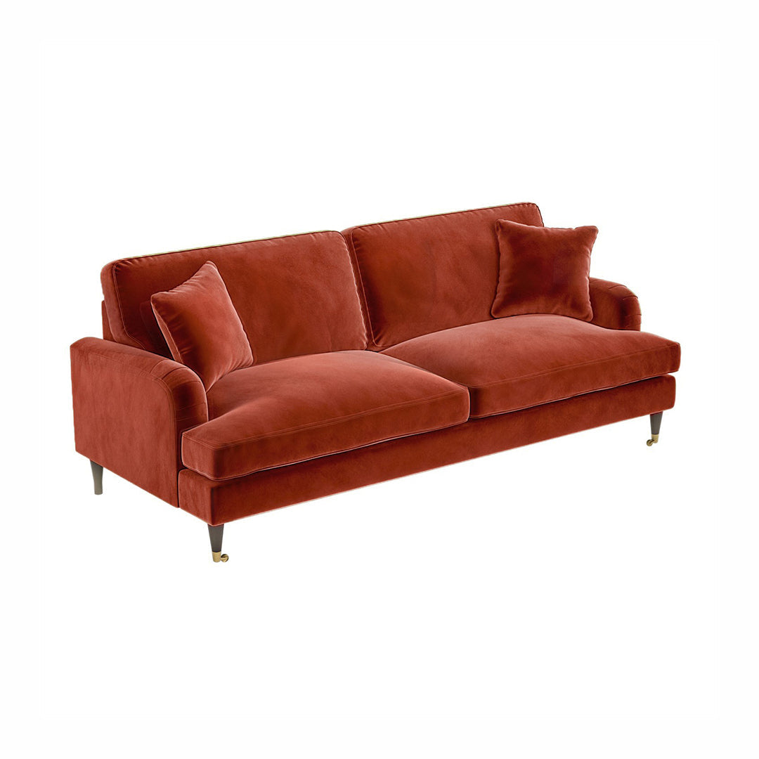 Shafique Two Seater Sofa, Loveseat, Velvet or Linen