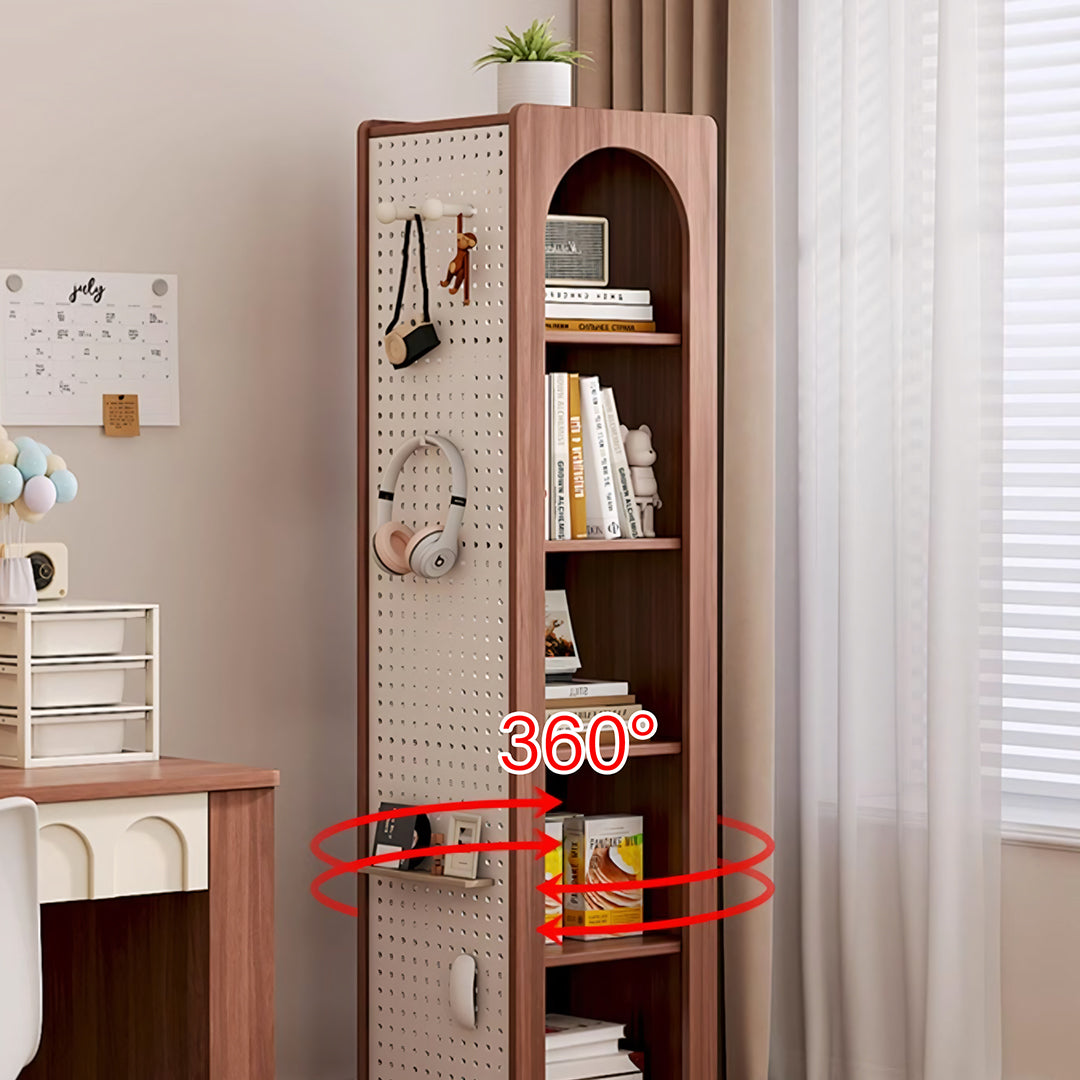 Correa Rotating Bookshelf, Freestanding Shelving Unit With Full Length Mirror