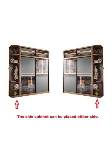 Ueda Double Sliding Door Wardrobe With Lights, Wood