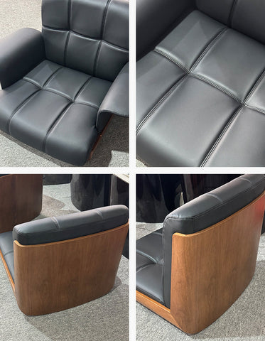 Vasilev Armchair, Leather Lounge Chair, W/O Armrests